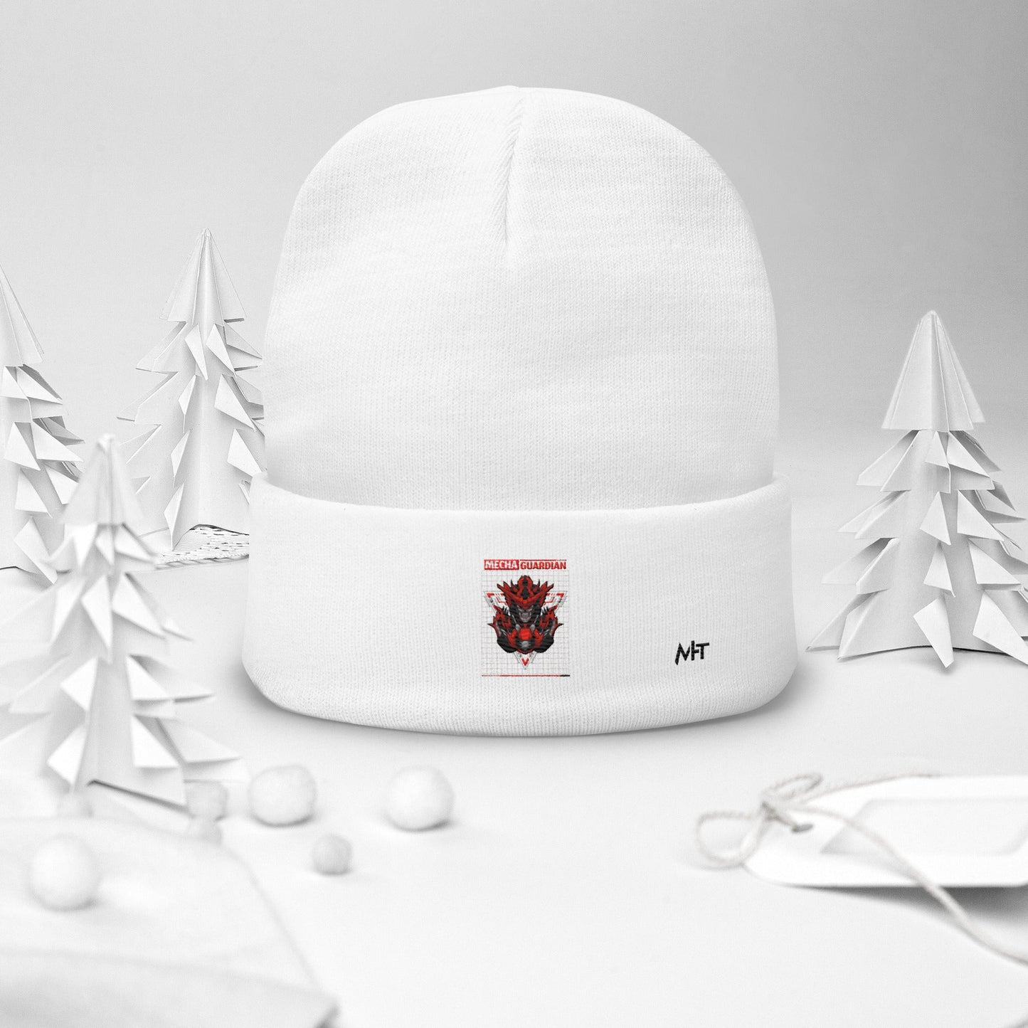 Red Mecha Guardian - Embroidered Beanie by DarkByteGear