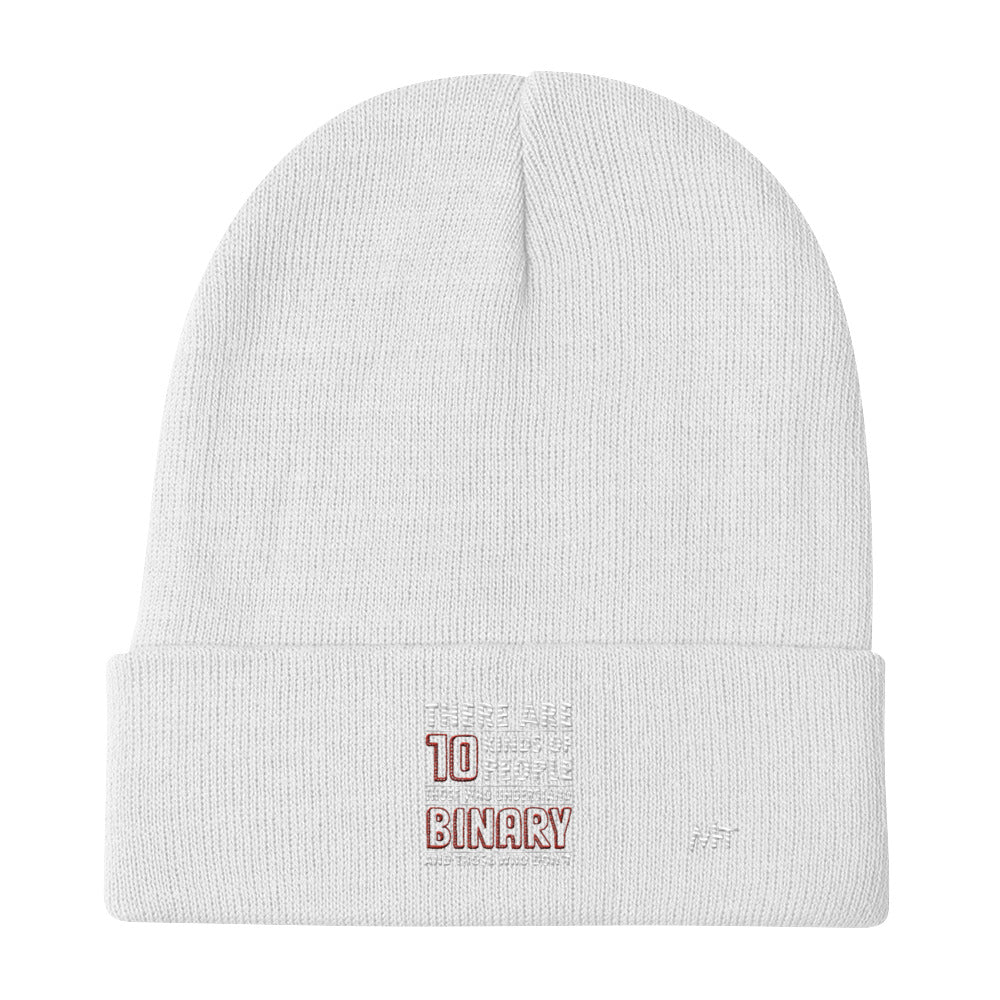 There are 10 kinds of People - Embroidered Beanie by DarkByteGear