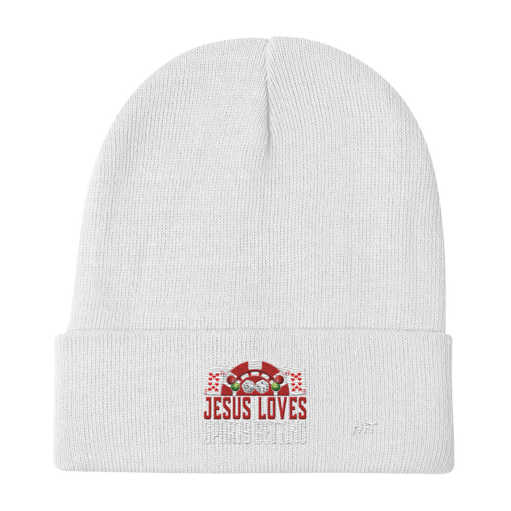 Jesus Loves Sports Betting - Embroidered Beanie by DarkByteGear