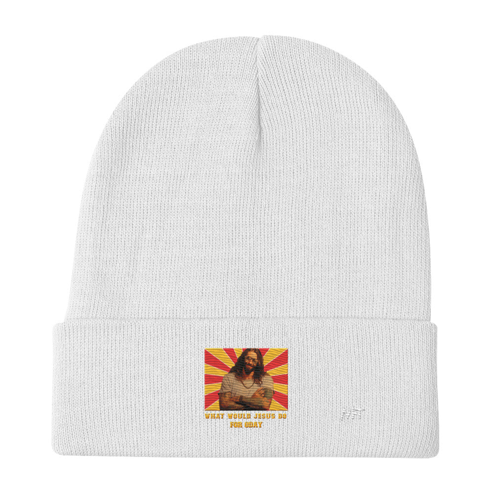 What would Jesus do for 0day v1 - Embroidered Beanie by DarkByteGear
