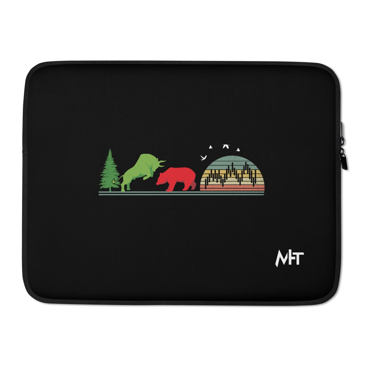 Pine tree Green Bull Read Bear Trading - Laptop Sleeve by DarkByteGear