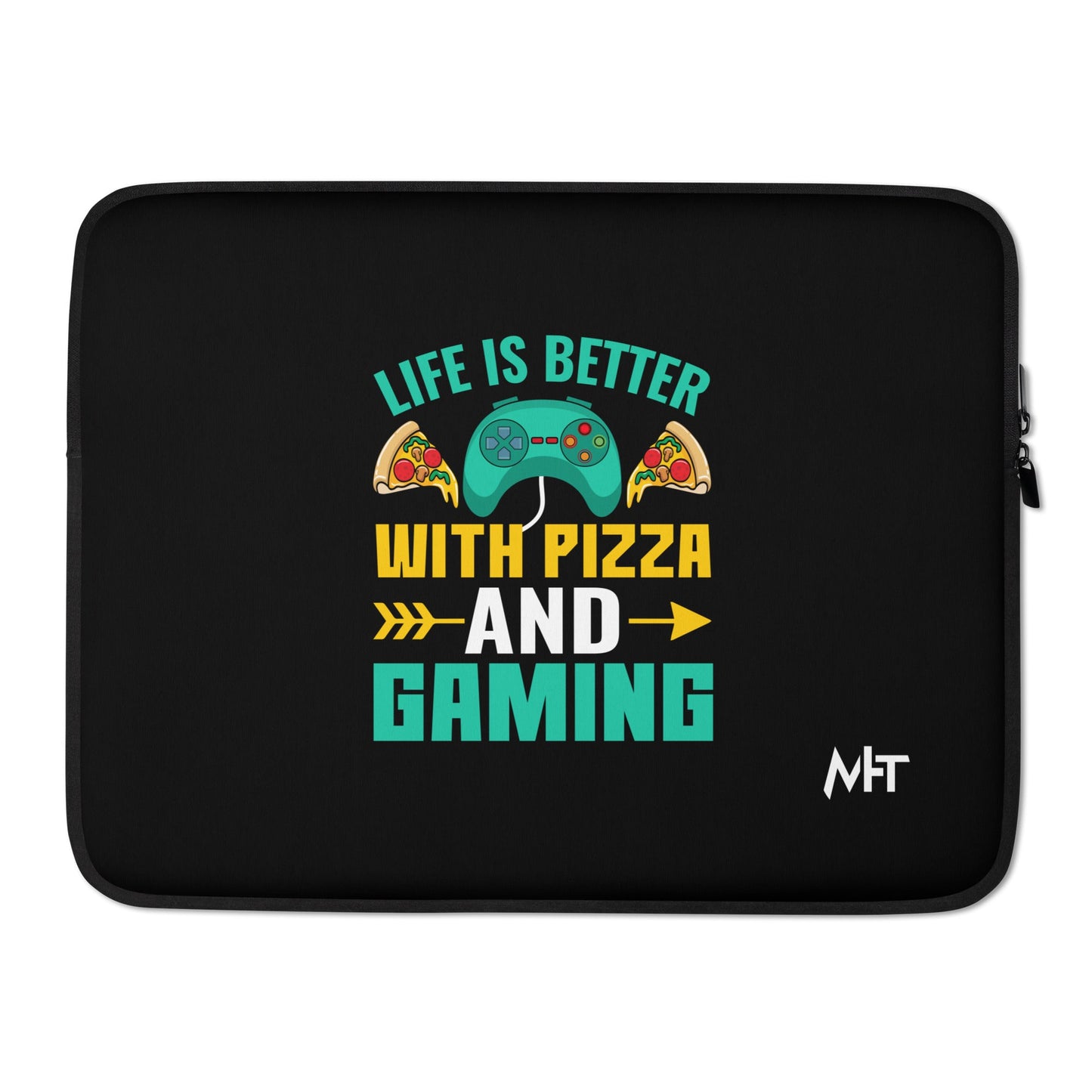 Life is Better With Pizza and Gaming Rima 14 - Laptop Sleeve by DarkByteGear