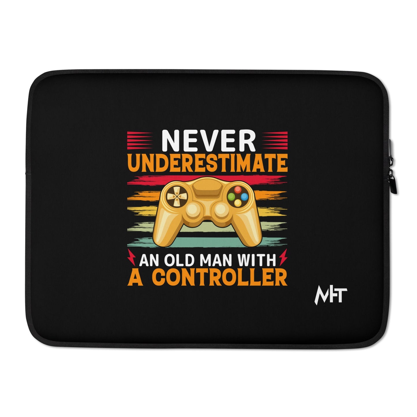 Never Underestimate an old man with a controller - Laptop Sleeve by DarkByteGear