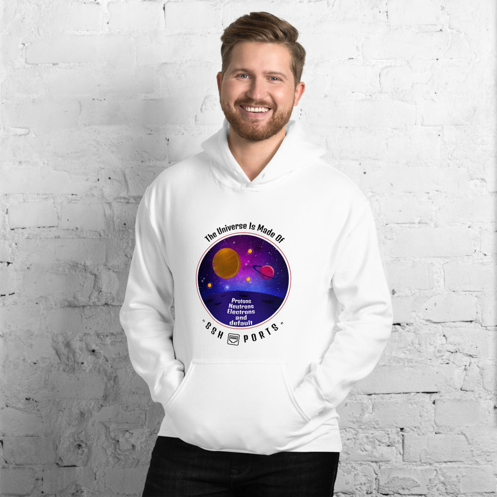 The Universe Is Made Of Default SSH Ports - Unisex Hoodie (black text) by DarkByteGear