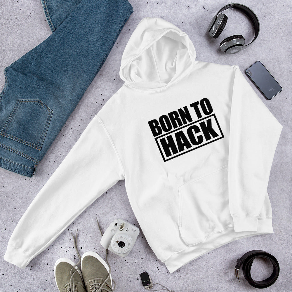Born to hack - Hooded Sweatshirt (black text) by DarkByteGear