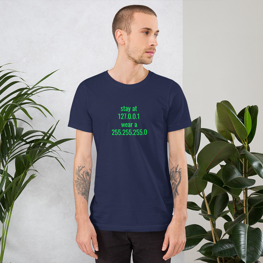 stay at at home, wear a mask - Short-Sleeve Unisex T-Shirt (v2) by DarkByteGear