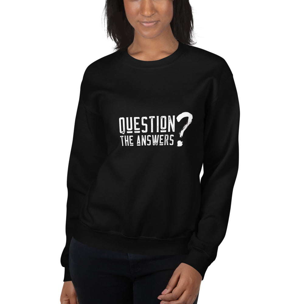 Question the answers - Unisex Sweatshirt (white text) by DarkByteGear