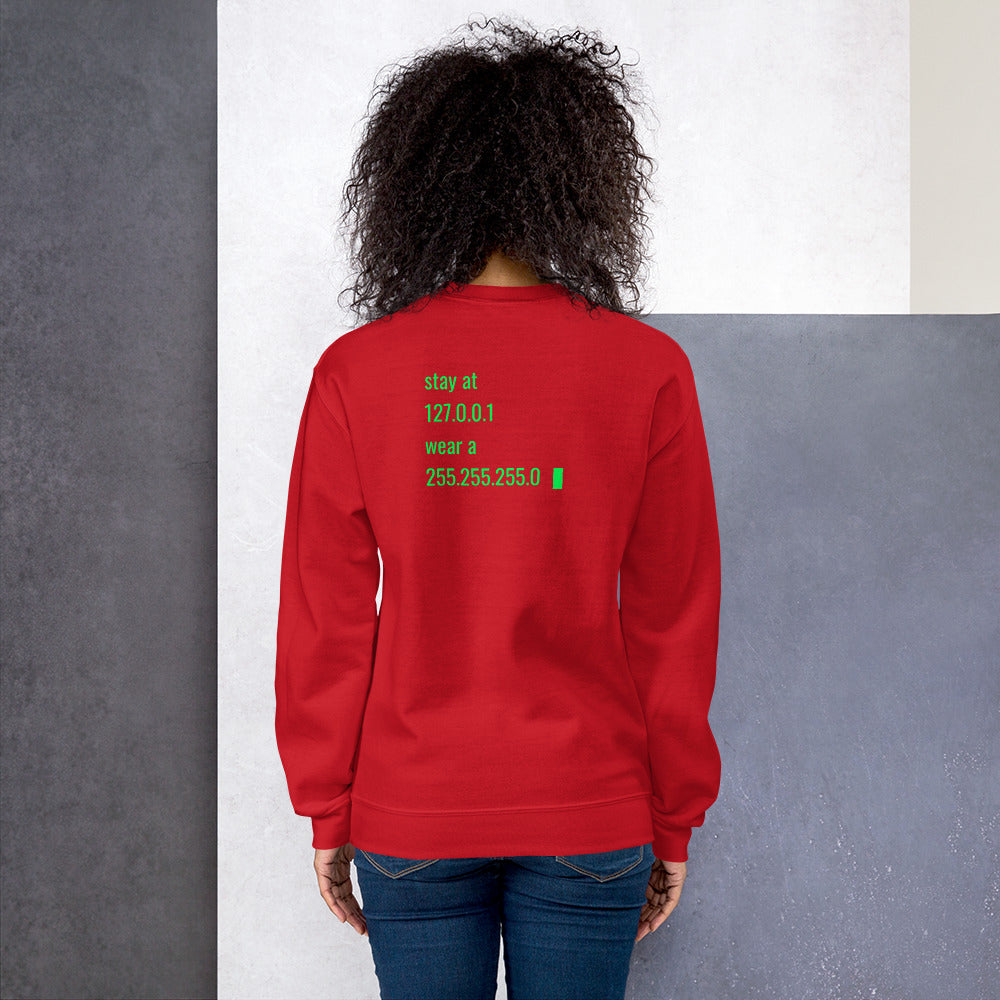 stay at at home, wear a mask v2 - Unisex Sweatshirt (with back design) by DarkByteGear