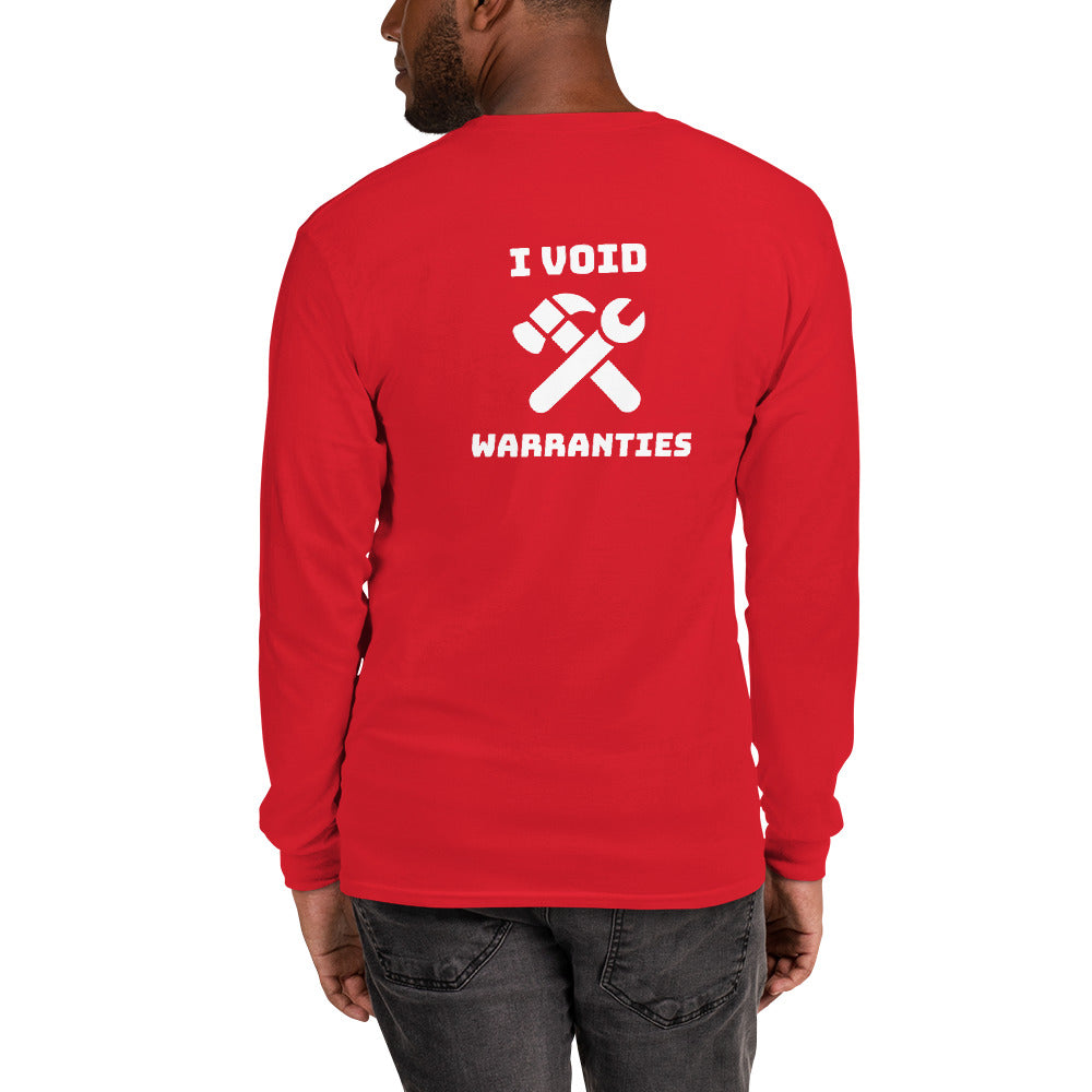 I void warranties - Men’s Long Sleeve Shirt (white text) by DarkByteGear