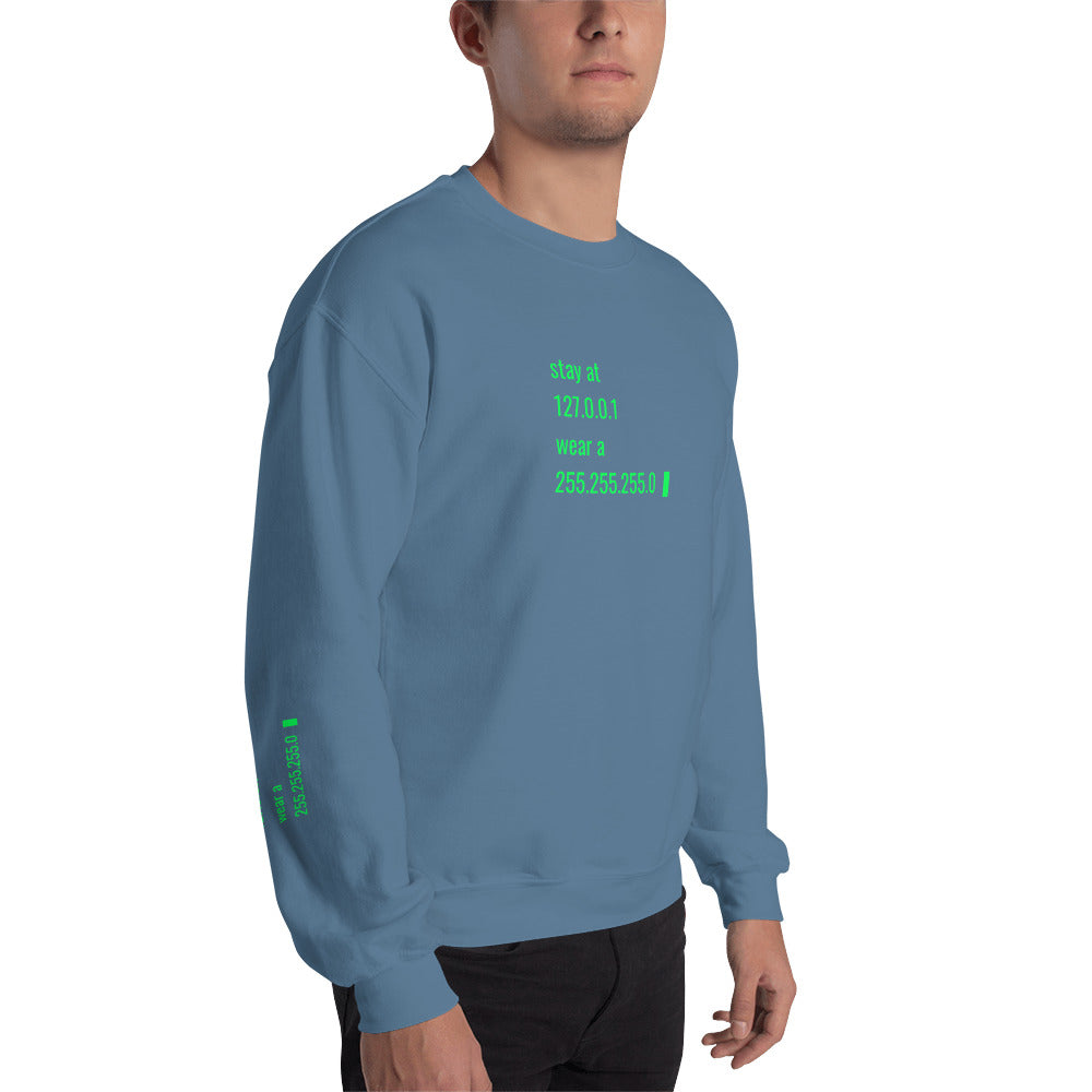 stay at at home, wear a mask v2 - Unisex Sweatshirt (all sides designs) by DarkByteGear