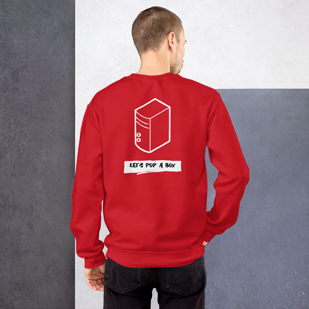 Let's pop a box - Unisex Sweatshirt (white text) by DarkByteGear