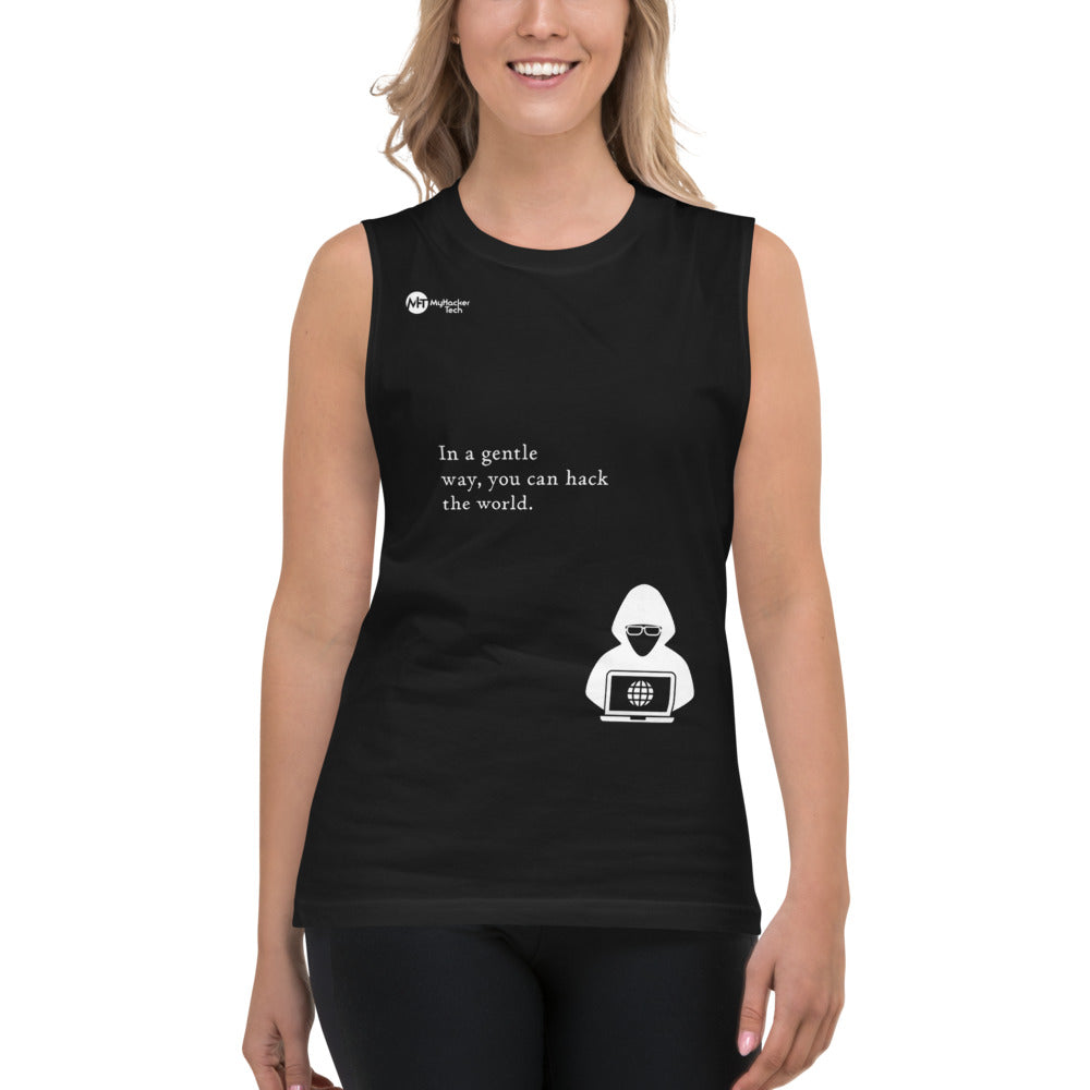 You can hack the world - Muscle Shirt (white text) by DarkByteGear