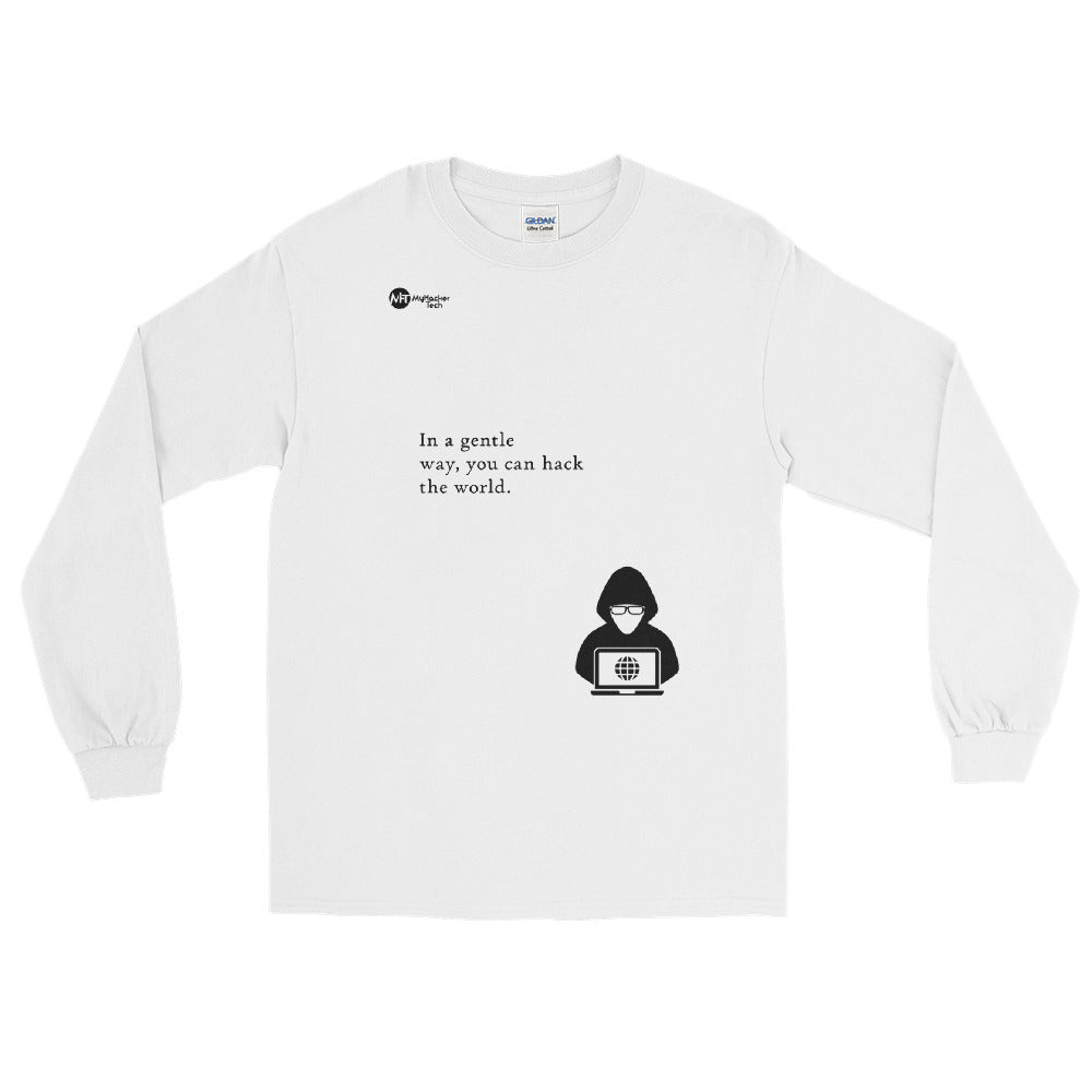 You can hack the world - Long Sleeve T-Shirt (black text) by DarkByteGear