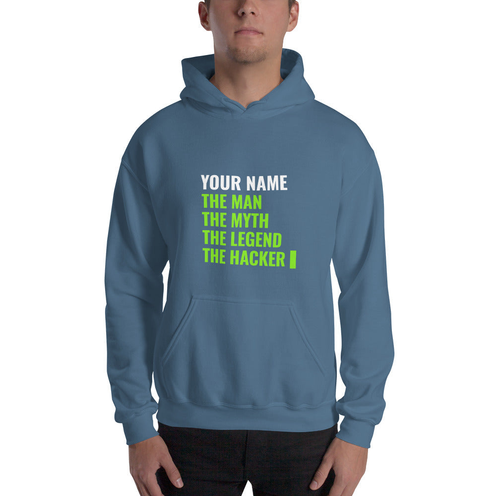 THE LEGEND THE HACKER - Unisex Hoodie (green text) by DarkByteGear