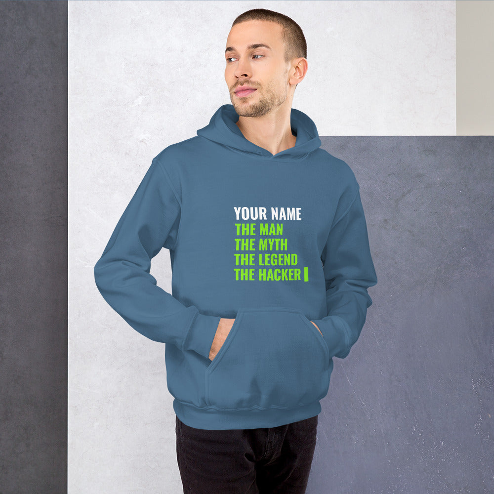 THE LEGEND THE HACKER - Unisex Hoodie (green text) by DarkByteGear