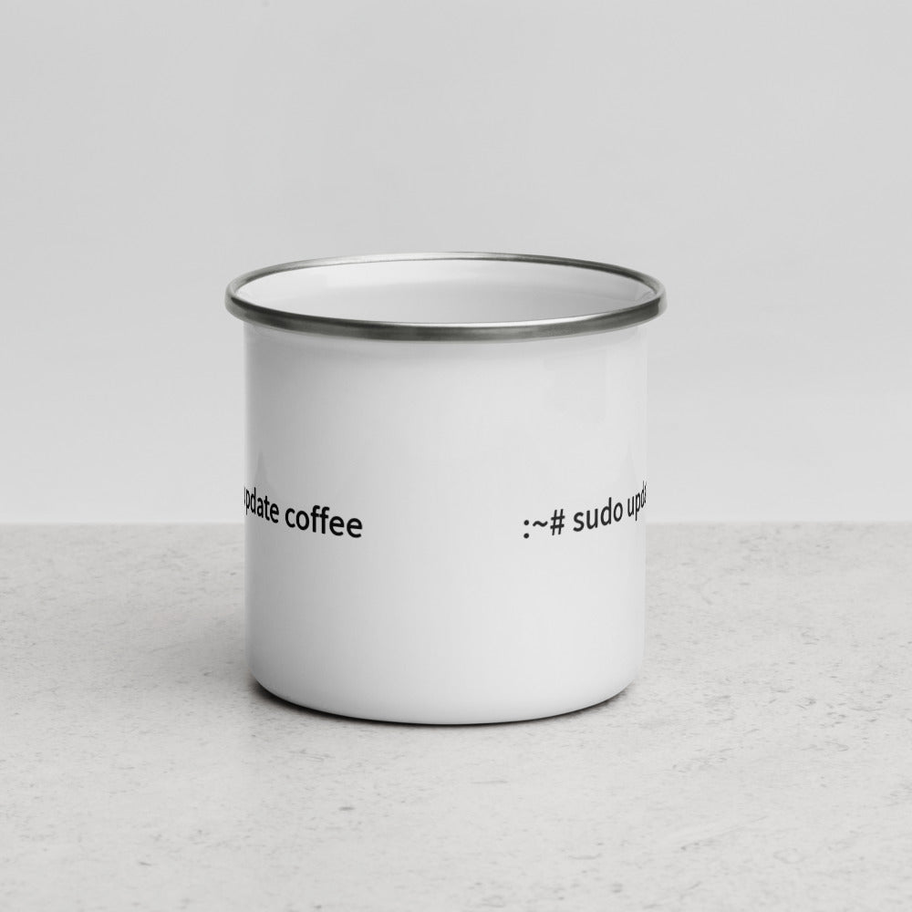sudo update coffee - Enamel Mug by DarkByteGear