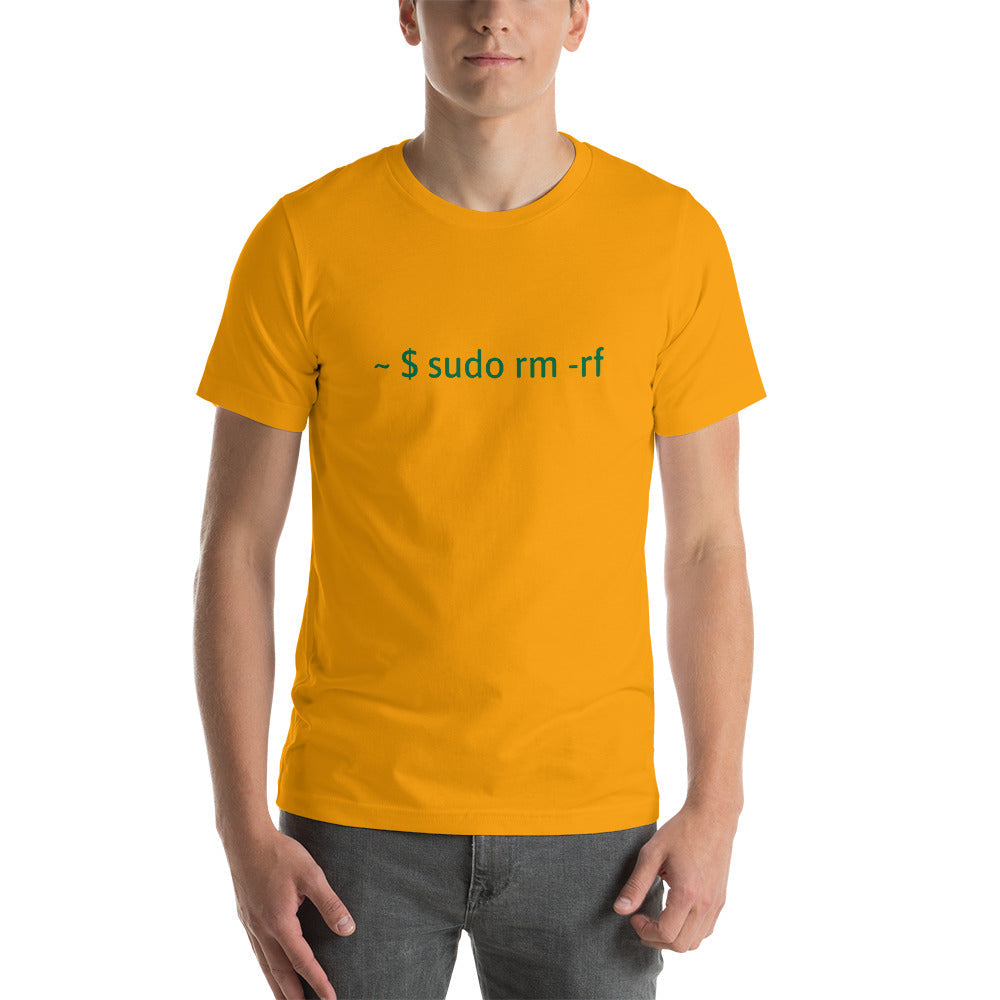 sudo rm -rf - Short-Sleeve Unisex T-Shirt (green text) by DarkByteGear