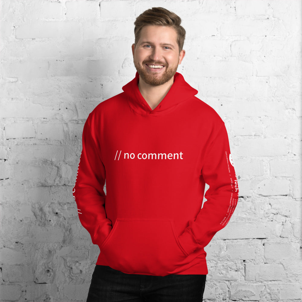 // no comment - Unisex Hoodie ( with sleeve and front designs ) by DarkByteGear