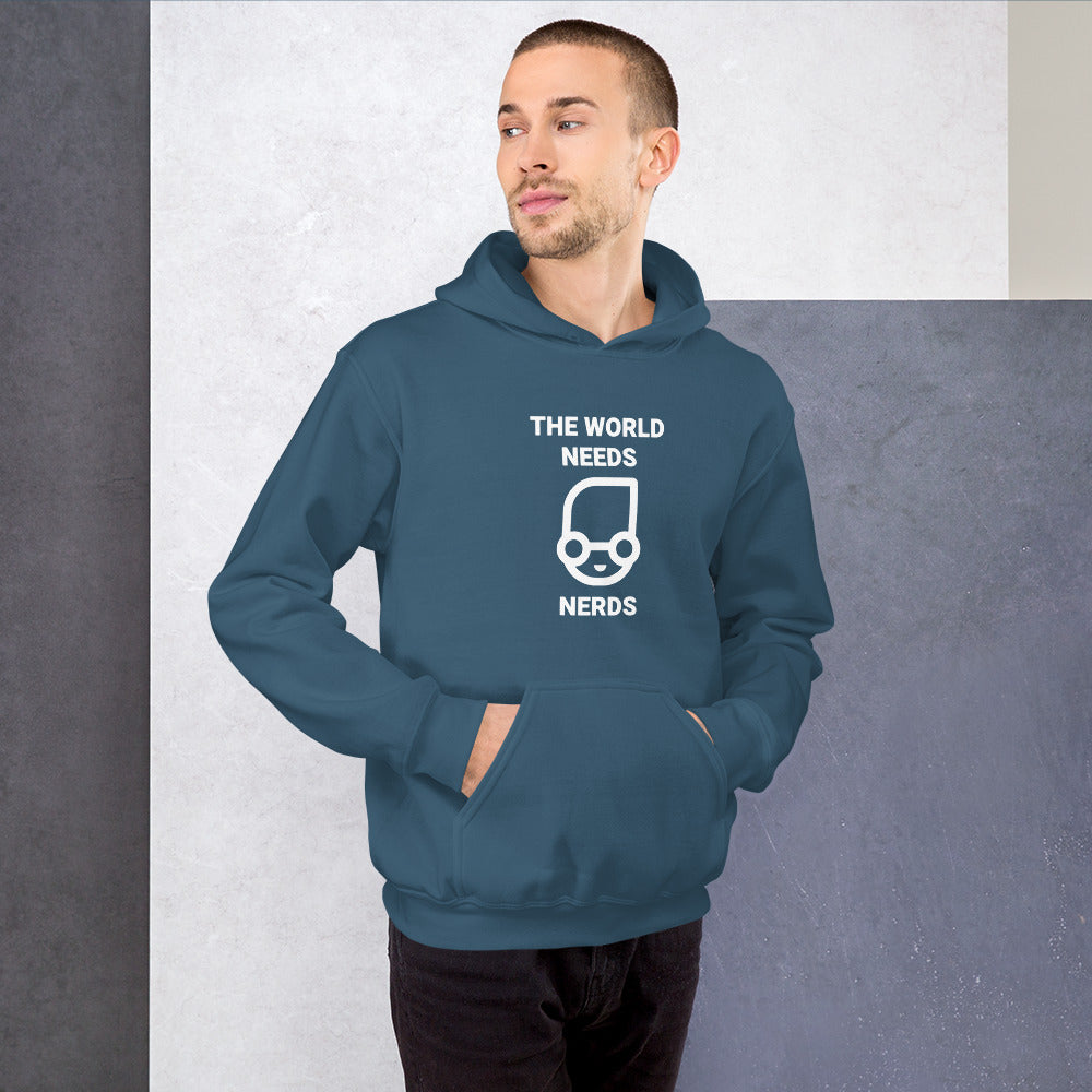 The world needs nerds - Unisex Hoodie (white text) by DarkByteGear