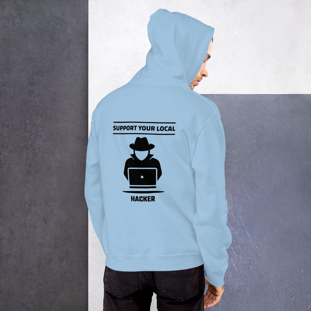 Support your local hacker - Unisex Hoodie (black text) by DarkByteGear