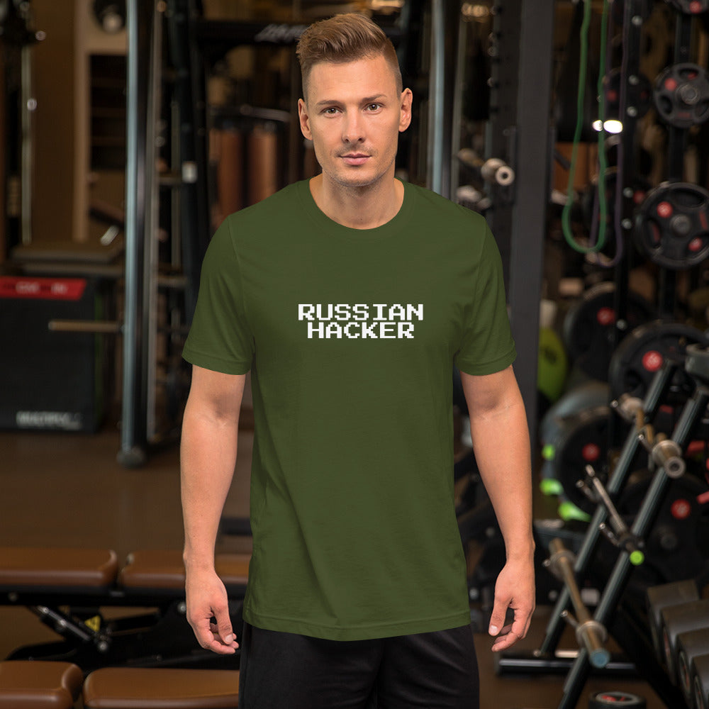 Russian Hacker - Short-Sleeve Unisex T-Shirt (white text) by DarkByteGear