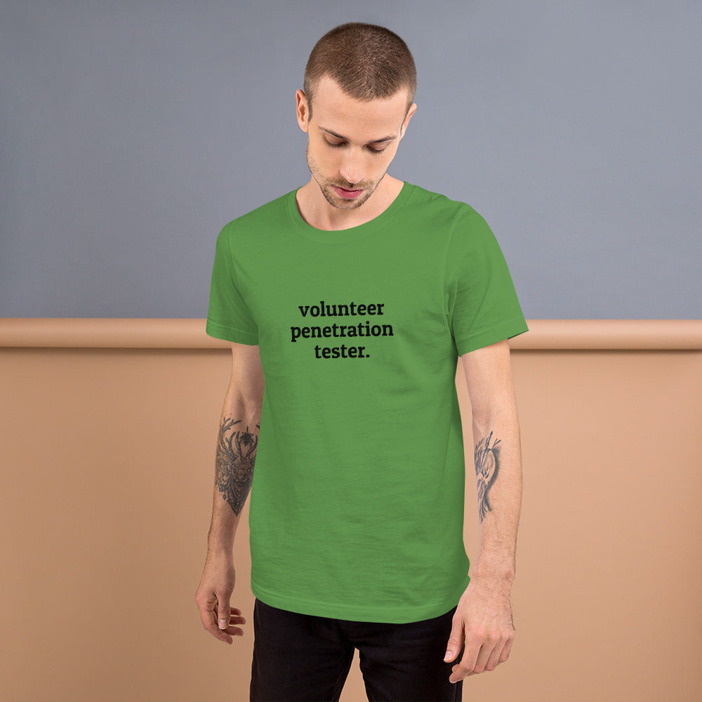 Volunteer Pentester - Short-Sleeve Unisex T-Shirt (Black text) by DarkByteGear