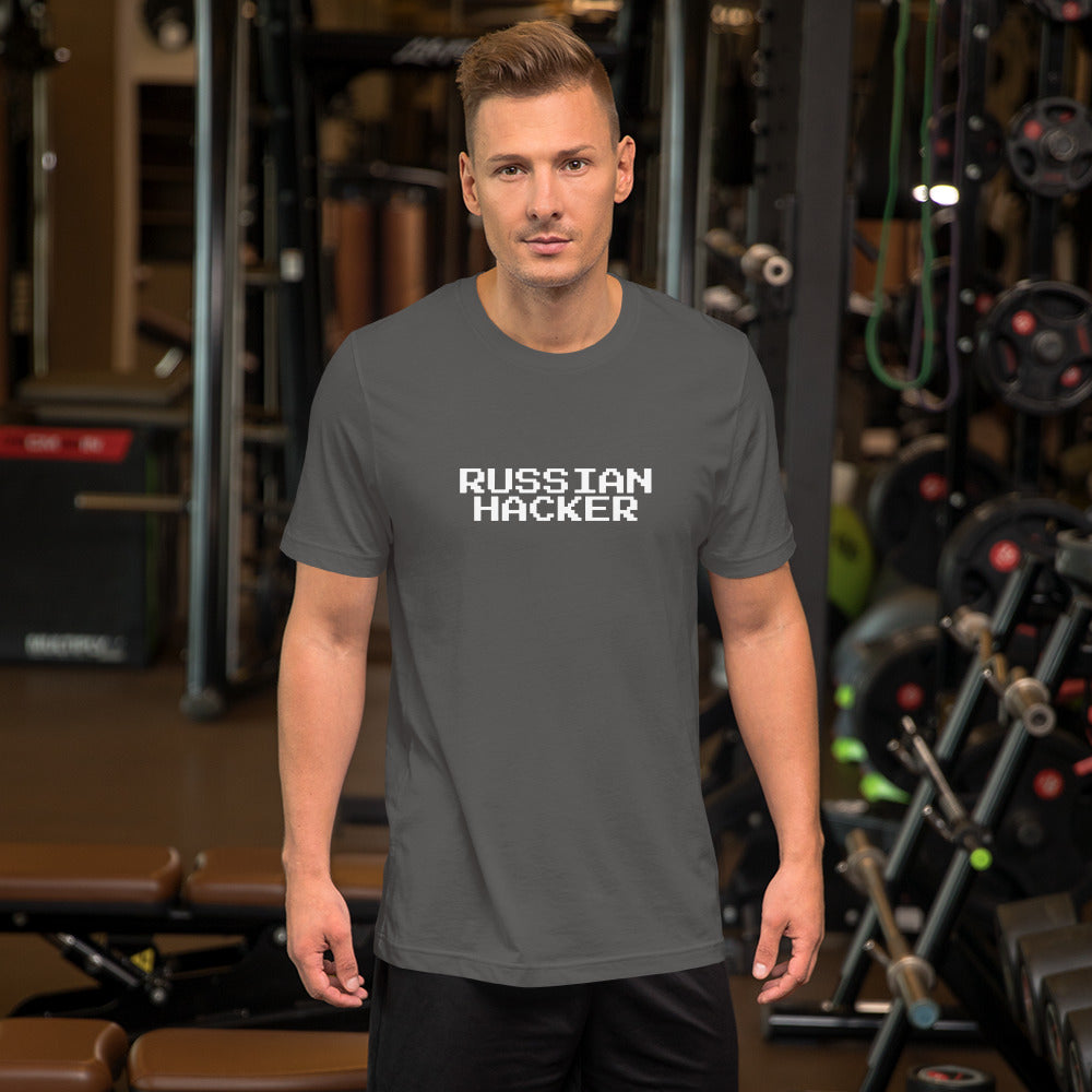 Russian Hacker - Short-Sleeve Unisex T-Shirt (white text) by DarkByteGear