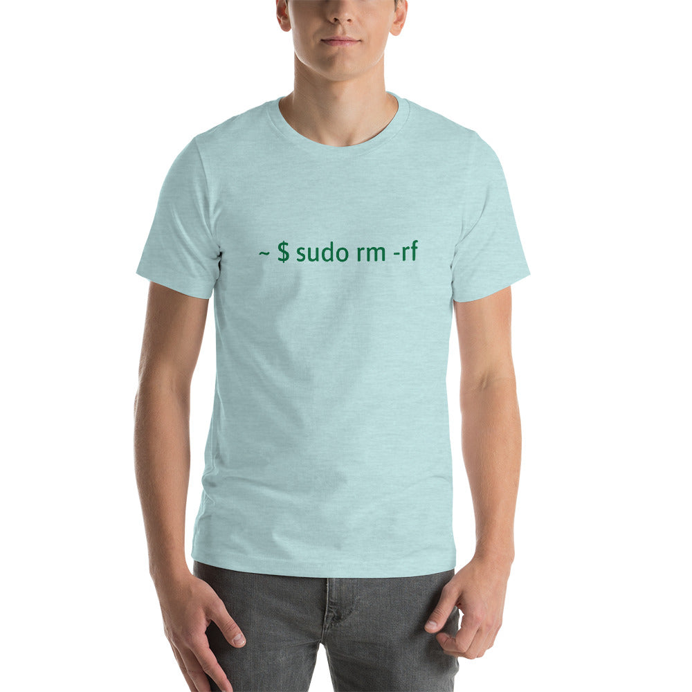 sudo rm -rf - Short-Sleeve Unisex T-Shirt (green text) by DarkByteGear