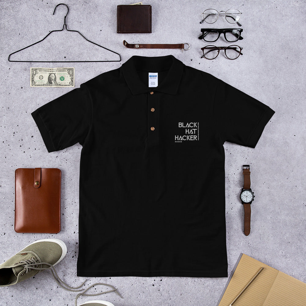 Black Hat Hacker v1 - Embroidered Polo Shirt by DarkByteGear