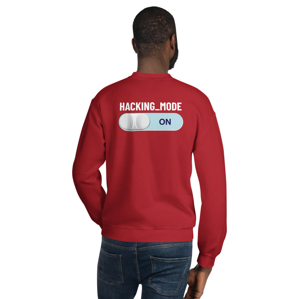 Hacking mode ON - Unisex Sweatshirt (white text) by DarkByteGear