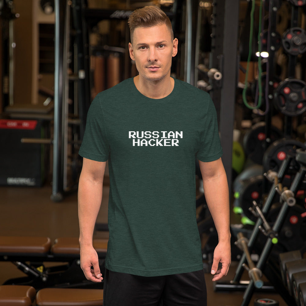 Russian Hacker - Short-Sleeve Unisex T-Shirt (white text) by DarkByteGear
