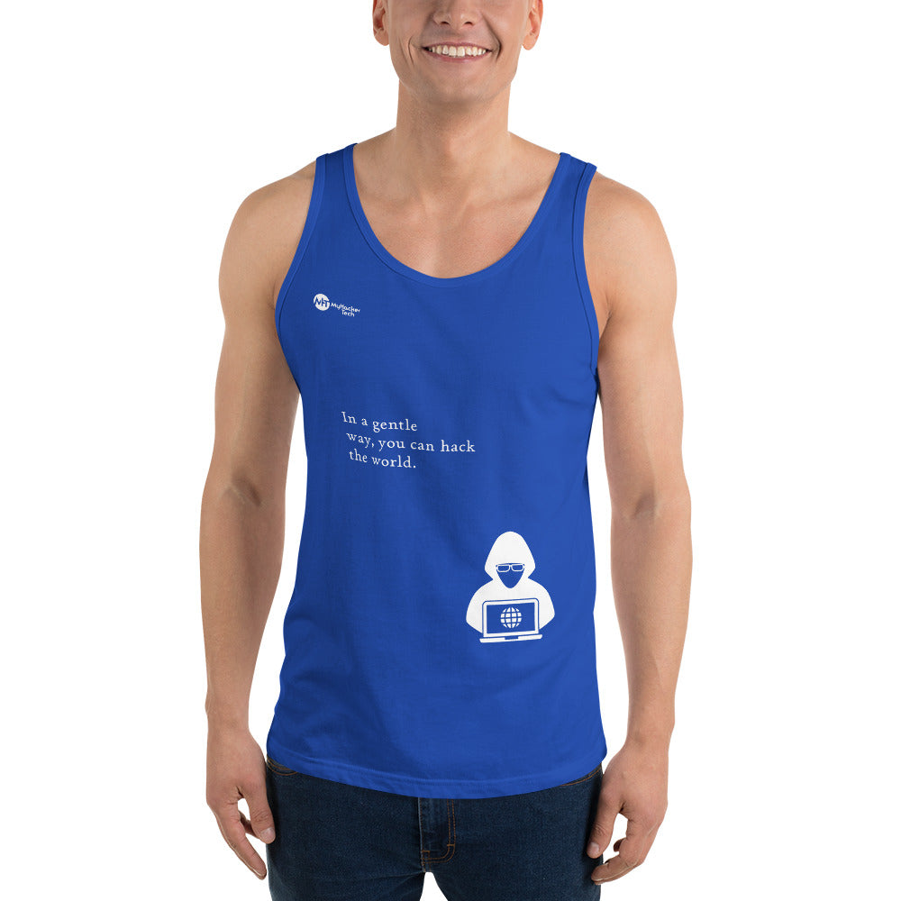 You can hack the world - Unisex Tank Top (white text) by DarkByteGear