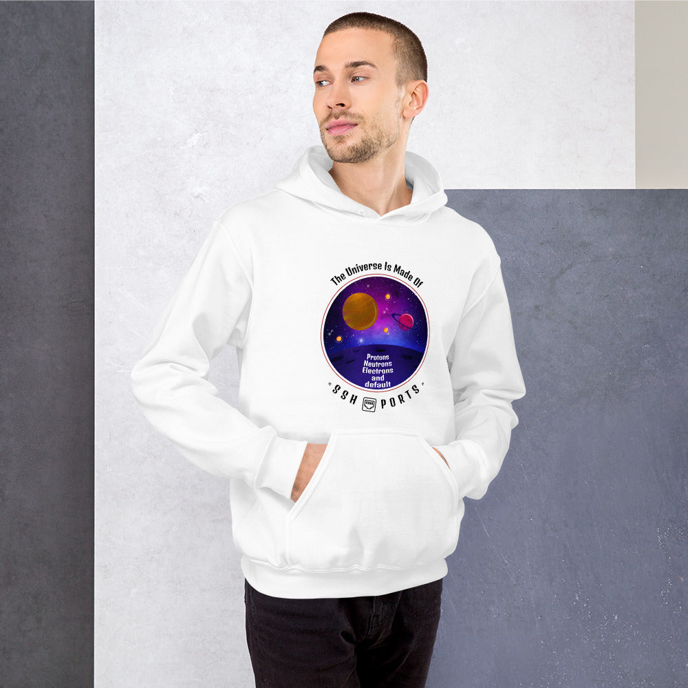 The Universe Is Made Of Default SSH Ports - Unisex Hoodie (black text) by DarkByteGear