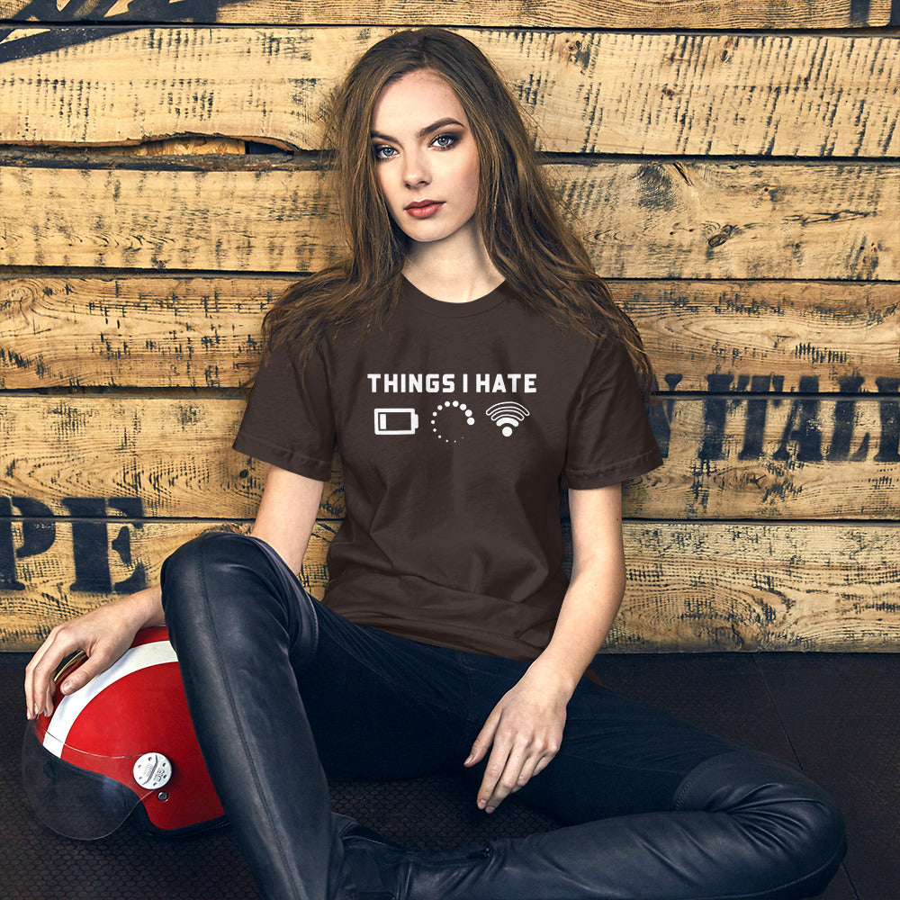 Things I hate - Short-Sleeve Unisex T-Shirt (white text) by DarkByteGear