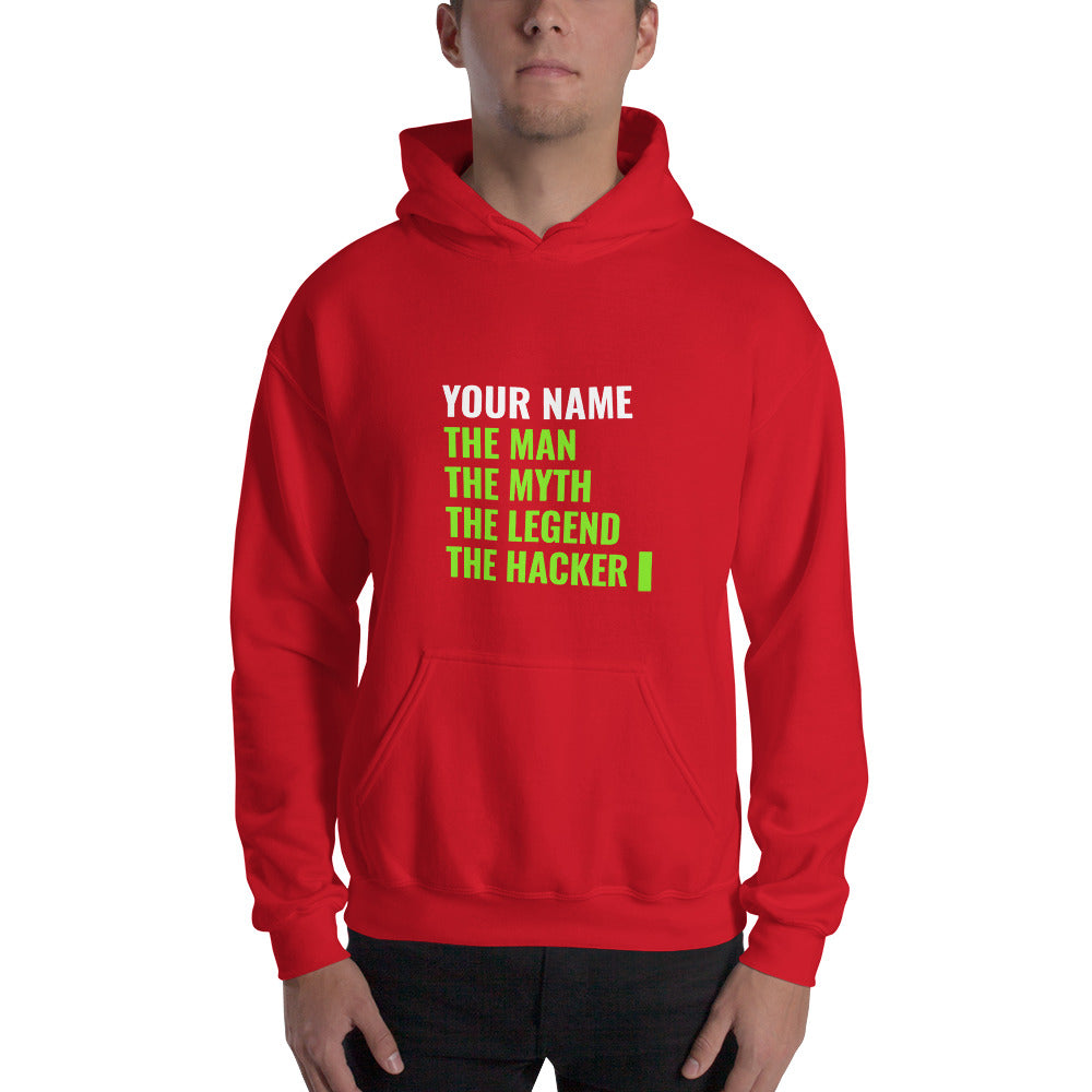 THE LEGEND THE HACKER - Unisex Hoodie (green text) by DarkByteGear