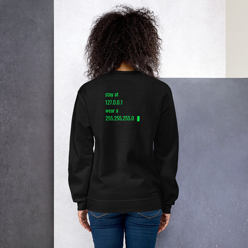 stay at at home, wear a mask v2 - Unisex Sweatshirt (with back design) by DarkByteGear