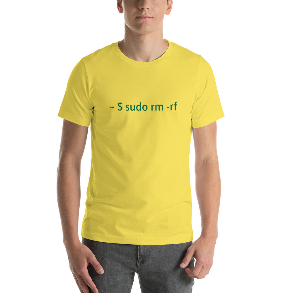 sudo rm -rf - Short-Sleeve Unisex T-Shirt (green text) by DarkByteGear