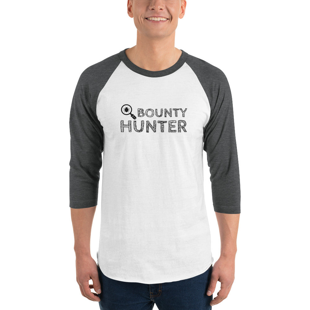 Bug bounty hunter - 3/4 sleeve raglan shirt (black text) by DarkByteGear