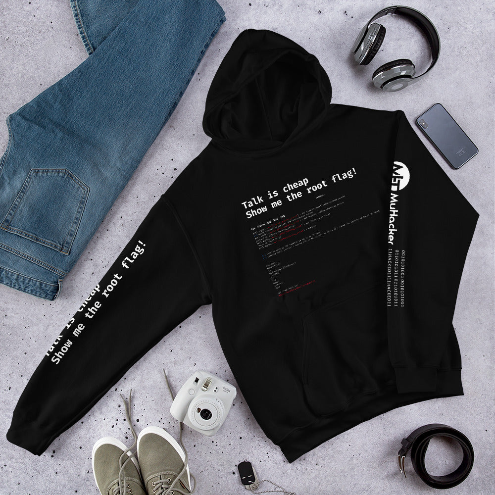Talk is cheap show me the root flag - Unisex Hoodie by DarkByteGear