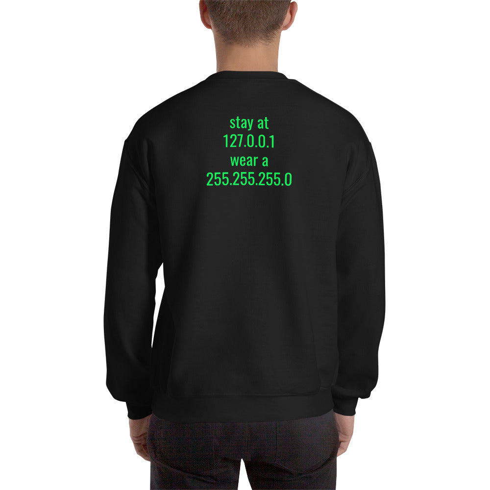 stay at at home, wear a mask - Unisex Sweatshirt (with back design) by DarkByteGear