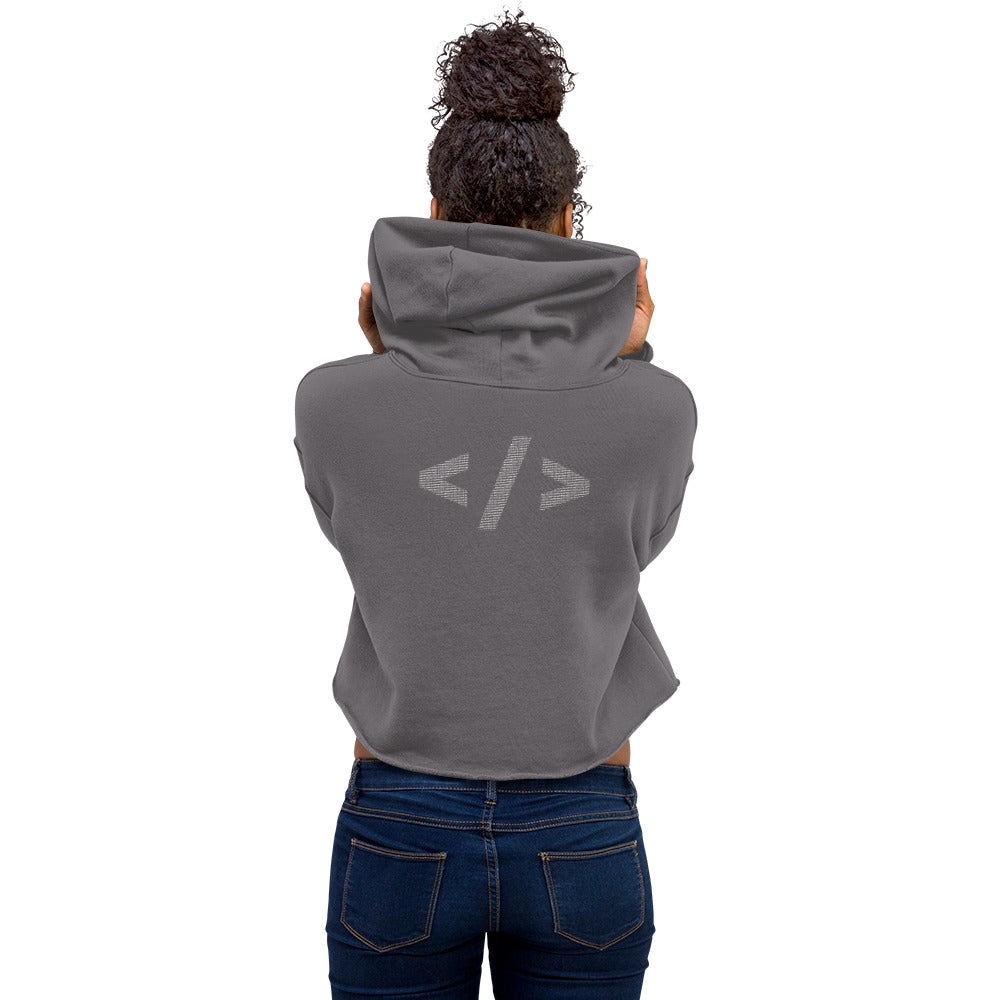 Culture of code in ASCII characters - Crop Hoodie(white text) by DarkByteGear