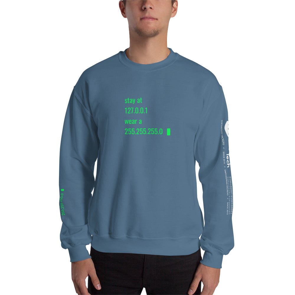 stay at at home, wear a mask v2 - Unisex Sweatshirt (all sides designs) by DarkByteGear