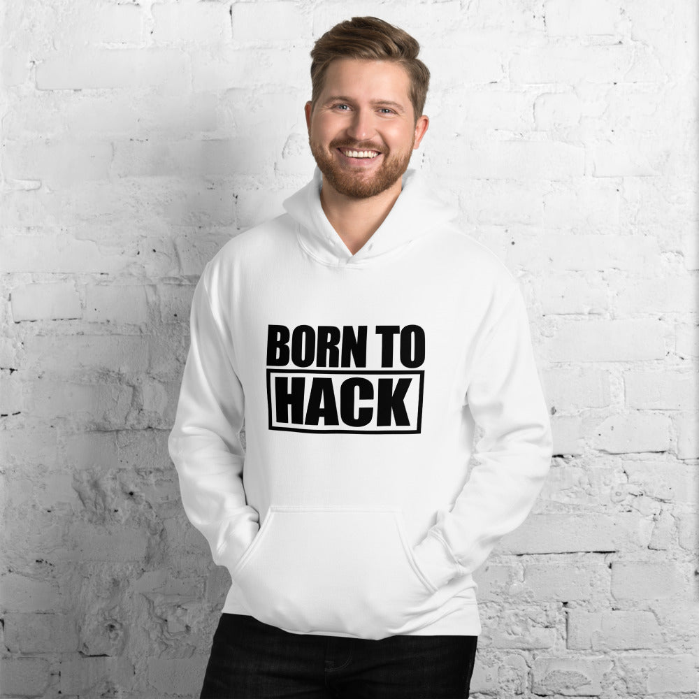 Born to hack - Hooded Sweatshirt (black text) by DarkByteGear