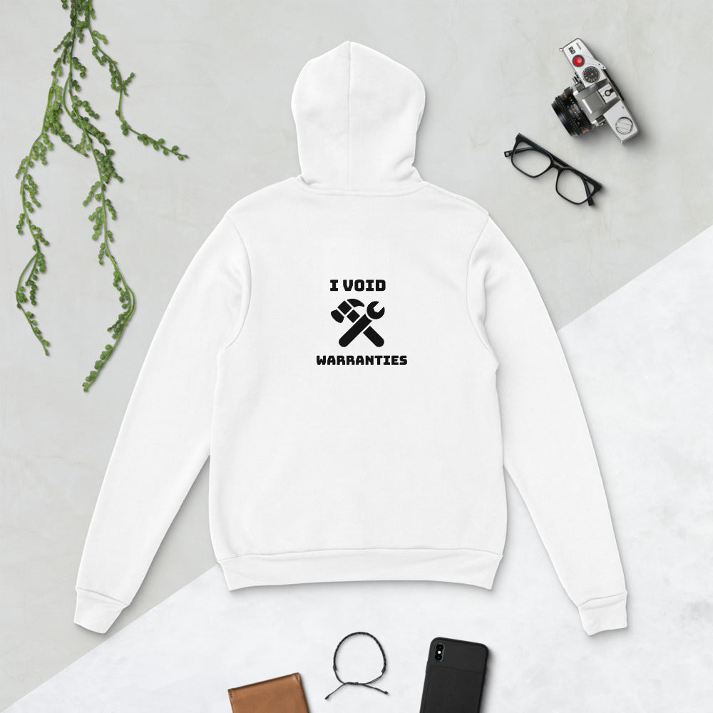 I void warranties - Unisex hoodie (black text) by DarkByteGear