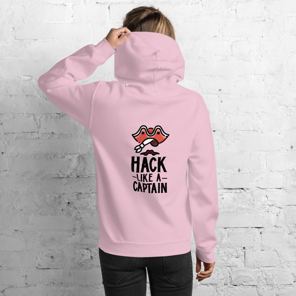 Hack like a captain - Unisex Hoodie (black text) by DarkByteGear