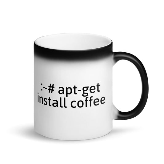 "apt-get install coffee" Hacker Mug (Matte Black Magic) by DarkByteGear