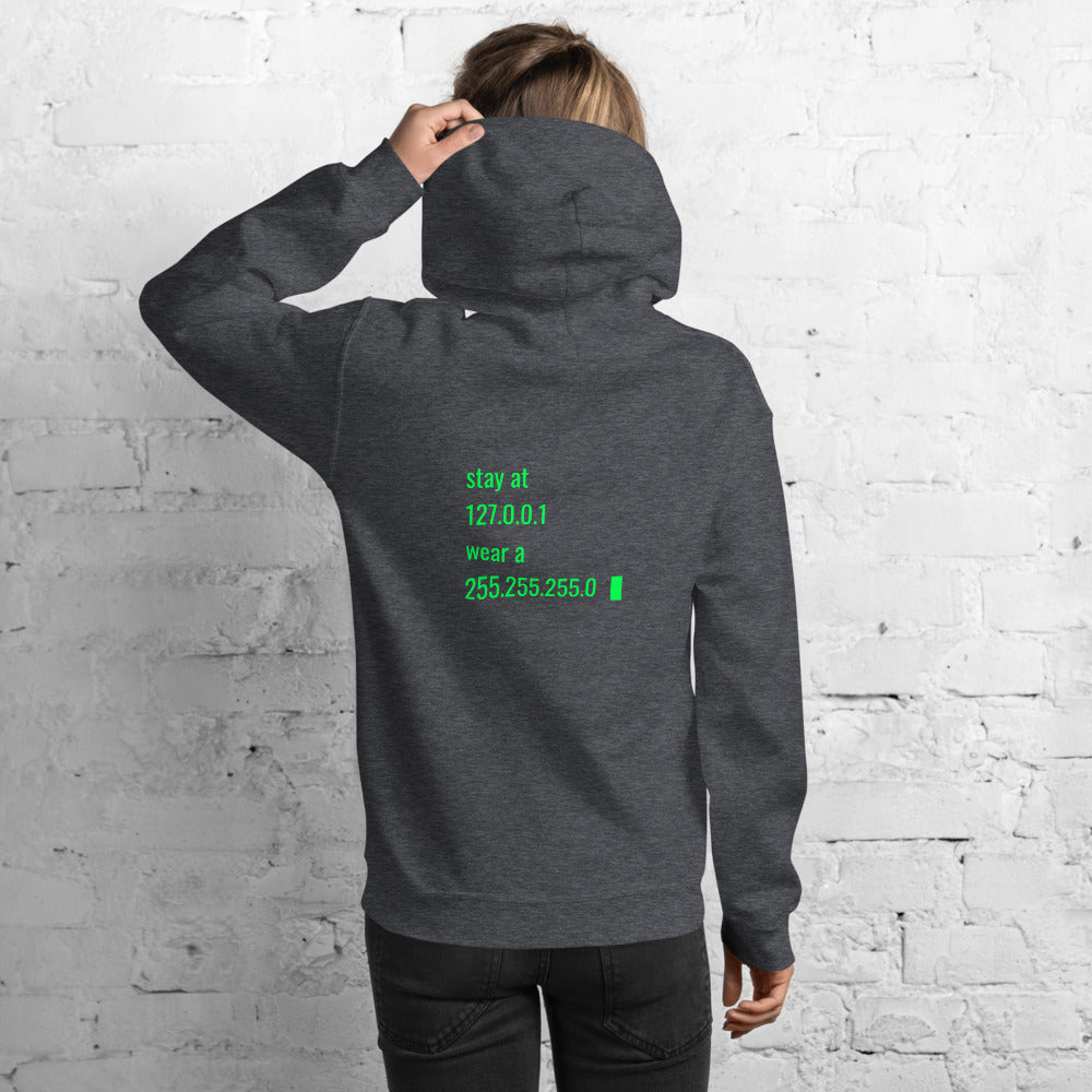stay at at home, wear a mask v2 - Unisex Hoodie (with back design) by DarkByteGear