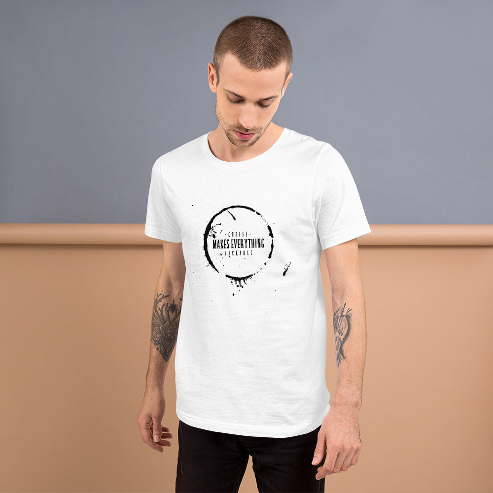 Coffee makes everything hackable - Short-Sleeve Unisex T-Shirt (black text) by DarkByteGear