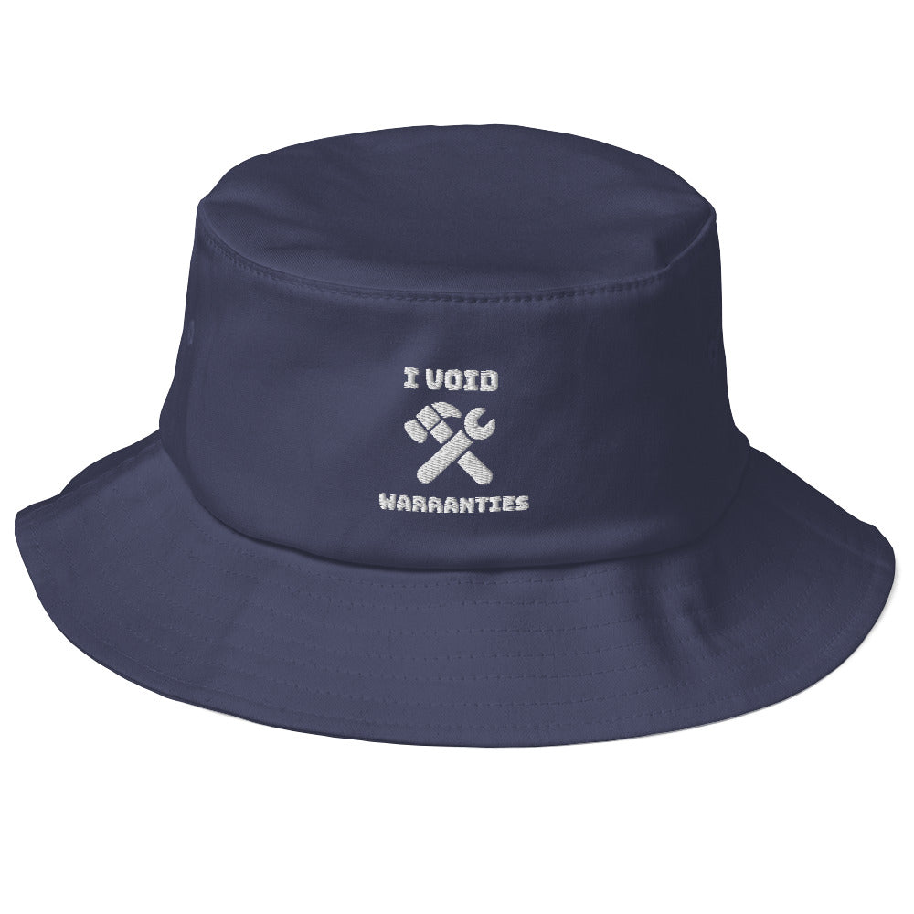 I void warranties - Old School Bucket Hat (white text) by DarkByteGear