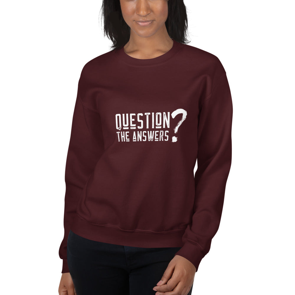 Question the answers - Unisex Sweatshirt (white text) by DarkByteGear
